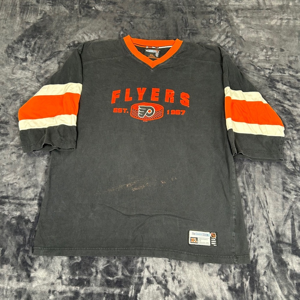 The Coolest Game NHL Philadelphia Flyers Shirt Mens XL Black V-Neck Jersey Style